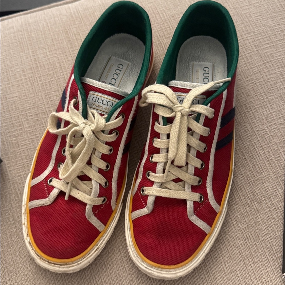 Gucci Red and Green Canvas Sneakers